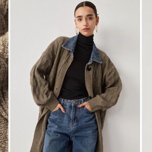 Commense Diamond Stitch Knitting Longline Cardigan NWT Size Small